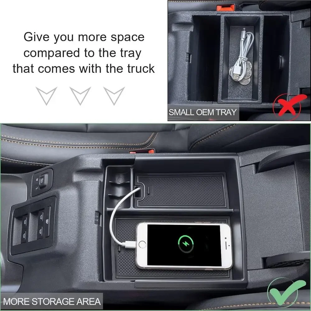 Upper Center Console Storage Box Organizer Tray For 2021 2022 2023 Ford Bronco